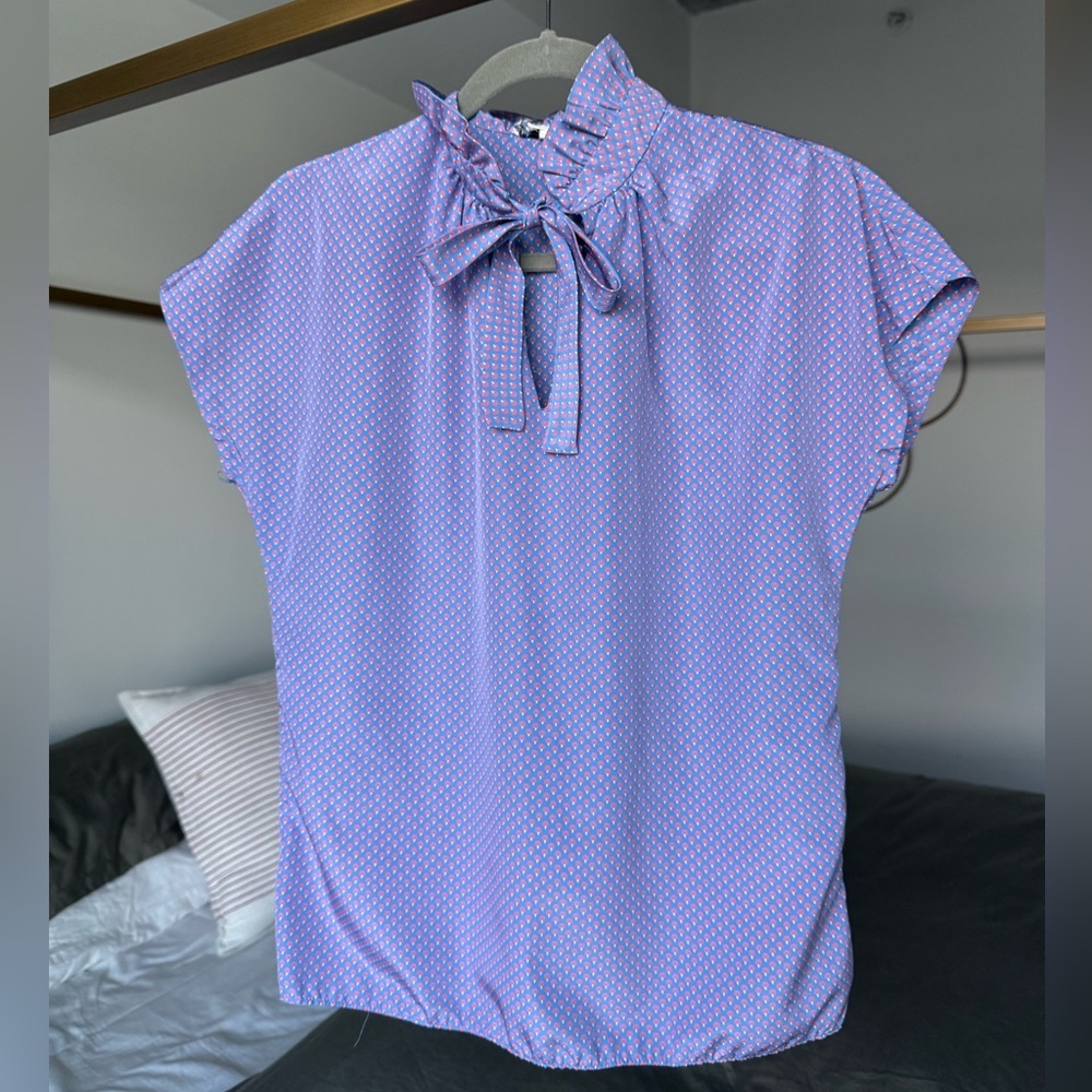 Vintage Lavender Secretary Blouse Size S Soft Girl Academia 70s 80s Minor Flaw